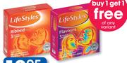 Lifestyles Ribbed Or Flavoured 3 Condoms-Per Pack
