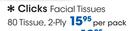 Clicks Facial Tissues 80 Tissue 2-Ply-Per Pack