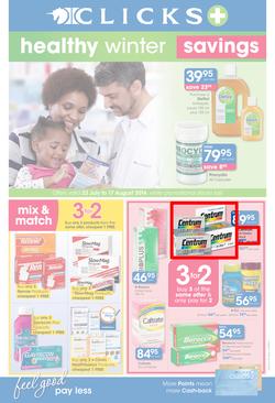 Clicks : Healthy Winter Savings (22 Jul - 17 Aug 2014), page 1
