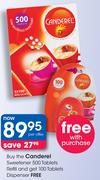 Canderel Sweetener 500 Tablets Refill & Free 100 Tablets Dispenser-Per Offer