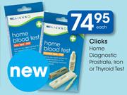 Clicks Home Diagnostic Prostrate Iron Or Thyroid Test-Each