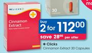 Clicks Cinnamon Extract 30 Capsules-2 packs