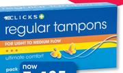 Clicks regular Or Super 32 Tampons