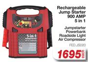 Rechargeable Jump Starter 900 AMP 5 In 1 Jumpstarter Powerbank Roadside Light Air Compressor FED.JS0