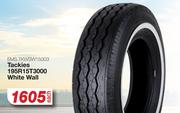 Tackies 195R15T3000 White Wall EMS.TKWSW15003-Each