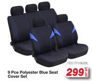 9 Pce Polyester Blue Seat Cover Set FED.TY1662BL-Per Set