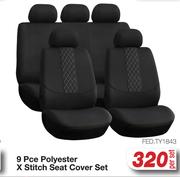 9 Pce Polyester X Stitch Seat Cover Set FED.TY1843-Per Set