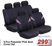 9 Pce Polyester Pink Seat Cover Set FED.TY1662PK-Per Set