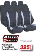 Auto Kraft 9 Pce Black Seat Cover Set FED.SC1842BG-Per Set