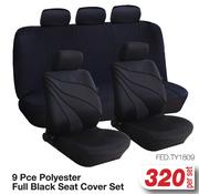 9 Pce Polyester Full Black Seat Cover Set FED.TY1809-Per Set