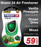 Shield 24 Air Freshner Vanilla Pineapple SHM.SH400, Ocean Drive SHM.SH399, Mixed SHM.SH1135-Each