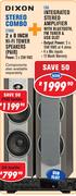 Dixon 2x8" Hi-Fi Tower Speaker + Integrated Stereo Amplifier With Bluetooth,FM Tuner&USB Slot C66