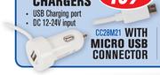 USB Car Chargers With Micro USB Connector CC28M21