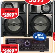 Dixon 15" Max Stereo Speakers(Pair) AL15 + Digital Echo Mixing Amplifier With USB & SD SlotsK2150USB
