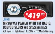 Jebson MP3/WMA Player with FM Radio, USB/SD Slots and Detachable Face JB8501