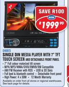 Dixon Single Din Media Player with 7" TFT Touch Screen and Detachable Front Panel DVD973