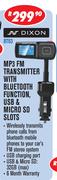 Dixon MP3 FM Transmitter with Bluetooth Function, USB & Micro SD Slots BT63