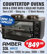 Amber 33Ltr Oven & Stove With 2 Solid Hot Plates AMBC32