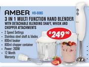 Amber 3 In 1 Multi Function Hand Blender With Detachable Blending Shaft,Whisk And Chopper Attachment