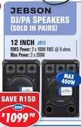 Jebson 12" DJ/PA Speakers In Pair JB12