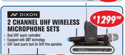 Dixon 2 Channel UHF Wireless Microphone Set IU2070B