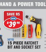 Dixon 15 Piece Ratchet Bit And Socket Set