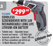 Dixon Cordless Screwdriver With 3.6V Rechargeable Long Life Lithium-Ion Battery PLSL0646