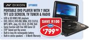 Dixon Portable DVD Player With 7" TFT LED Screen, TV Tuner & Radio SPFM866