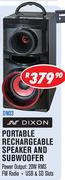 Dixon Portable Rechargeable Speaker And Subwoofer DN03