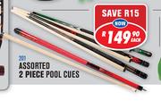 2 Piece Pool Cues Assorted 201-Each