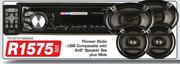 Pioneer Radio USB Compatable With 6x9" Speaker Set Plus Mids-Per Set