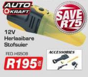 Auto Kraft 12V Herlaaibare Stofsuier