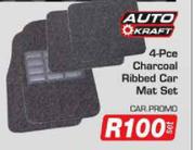 Auto Kraft 4-Pce Charcoal Ribbed Car Mat Set