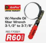 AmPro W/Handle Oil Filter Wrench 3-1/2" To 3-7/8"
