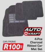 Auto Kraft 4 Piece Charcoal Ribbed Car Mat Set CAR.PROMO