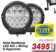 Hella Spotlamp LED Set + Wiring E Approved HEL.VF63062-Per Set