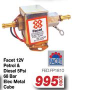 Facet 12V Petrol & Diesel 5 Psi 68 Bar Elec Metal Cube FED.FP1810-Each