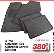 4 Pce Universal 4x4 Charcoal Carpet Mat Set CAR.VFM4X4-Per Set