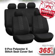9 Pce Polyester X Stitch Seat Cover Set FED.TY1843-Per Set