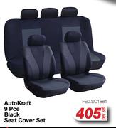 Auto Kraft 9 Pce Black Seat Cover Set FED.SC1881-Per Set