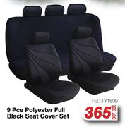 9 Pce Polyester Full Black Seat Cover Set FED.TY1809-Per Set