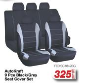 Auto Kraft 9 Pce Black/Grey Seat Cover Set FED.SC1842BG-Per Set