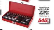 Tomi Hawk 18 Pce 1/4" Dr Socket Metric Set FED.AKT45210-Per Set