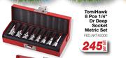 Tomi Hawk 8 Pce 1/4" Dr Deep Socket Metric Set FED.AKT45000-Per Set