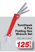 Tomi Hawk 8 Pce Folding Hex Wrench Set FED.AKT22942-Per Set