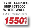 Tackies Tyre 195R15T3000 White Wall EMS.TKWSW15003-Each