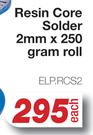 Resin Core Solder 2mm x 250 Gram Roll ELP.RCS2-Each