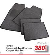 4 Pce Universal 4x4 Charcoal Carpet Mat Set CAR.VFM4X4-Per Set