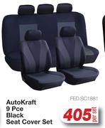 Auto Kraft 9 Pce Black Seat Cover Set FED.SC1881-Per Set
