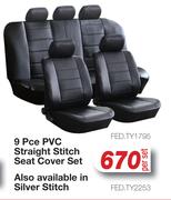 9 Pce PVC Straight Stitch Seat Cover Set FED.TY1795-Per Set